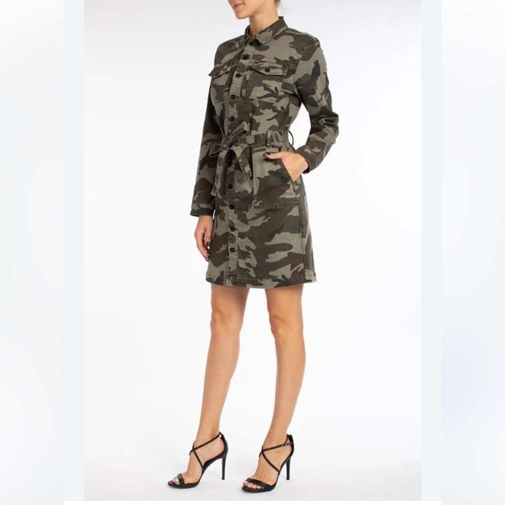 White House Black Market Green Camouflage Sz S Long Sleeve Dress